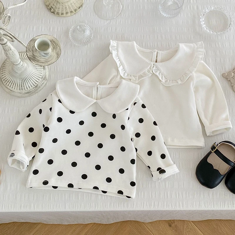 Autumn Spring Infant Baby Girls Clothing Toddler Baby Girl T-shirt Cotton Long Sleeve Dot Printing Newborn Girls T-shirt