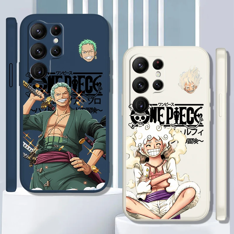 One P-Piece L-Rufy Cool Liquid Rope Per Samsung Galaxy S24 S23 S22 S21 S20 Fe S10 Ultra Plus Lite 5G Cover Tpu Phone Case