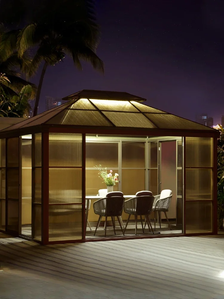 

Внешняя искусственная кожа, двор, солнцезащитный козырек, сад, балкон, вилла, Открытый Угловой павильон, алюминиевый сплав павильон, водонепроницаемый