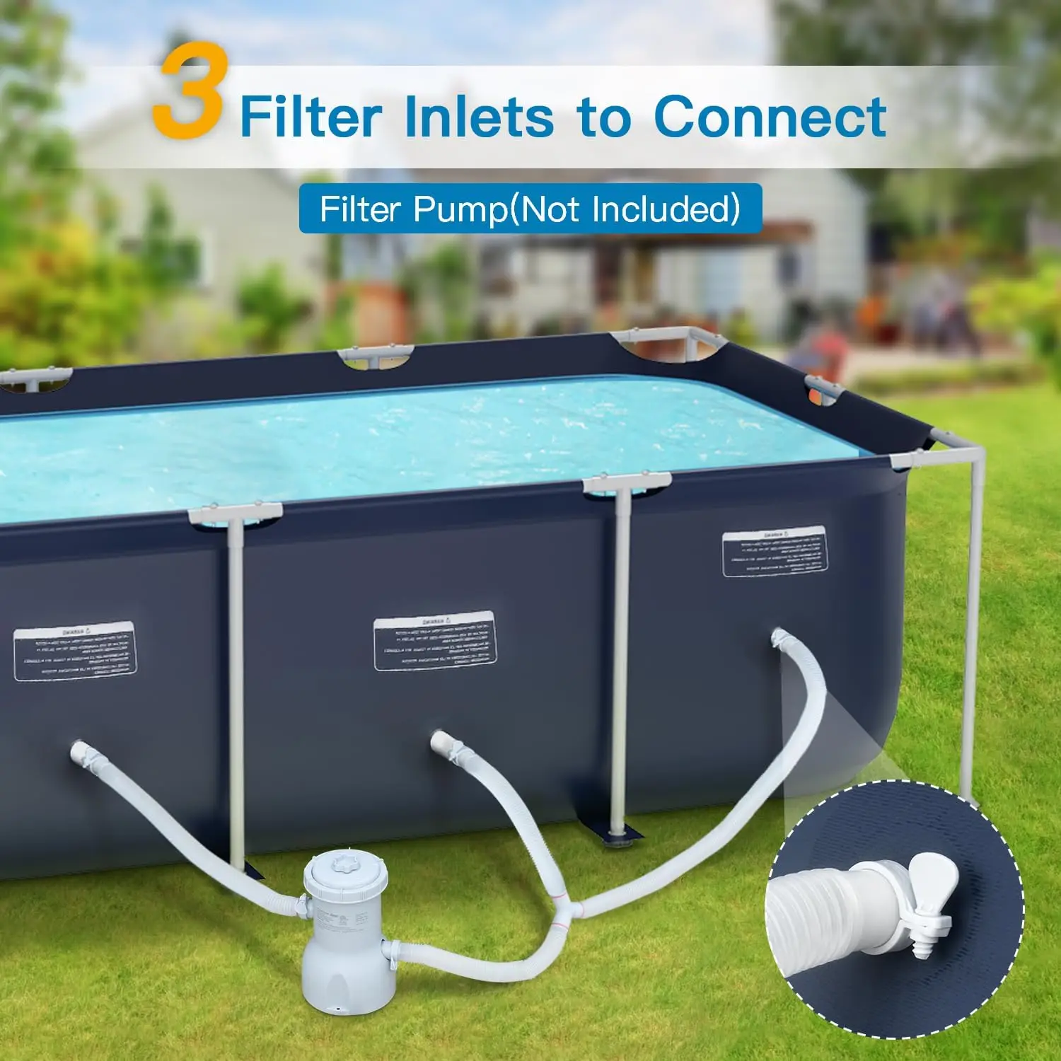 Metal Pro 8'3" X 5'X26" Rectangle Pool Durable Steel Frame Above Ground Pool for Outdoor Backyard Swimming Suitable Friends
