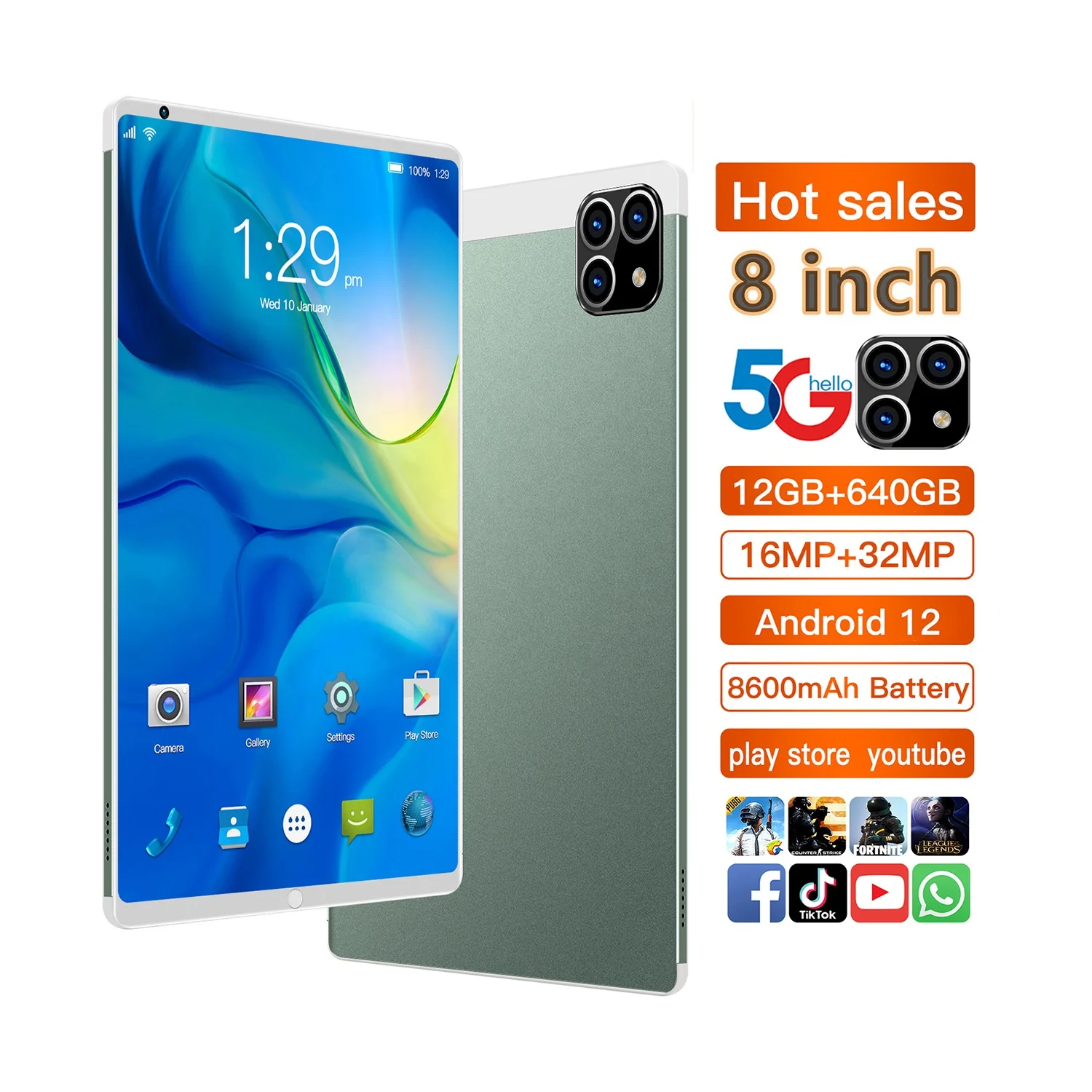 

Детский планшет K10, 8 дюймов, ОЗУ 12 Гб + ПЗУ 640 Гб, Android 12,0