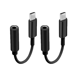 Universal USB Type C to 3.5mm Audio Adapter (Black 2PCS)