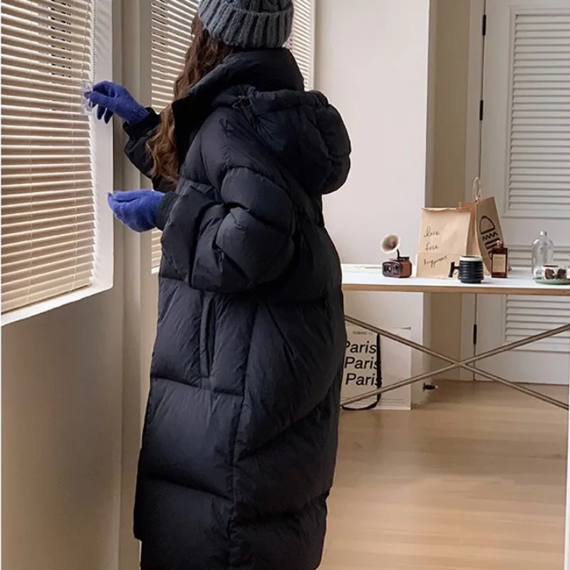 2023 New Women Down Jacket Winter Coat Female Extended Version Parkas Loose Thick Warm Outwear Hooded Leisure Time Overcoat
