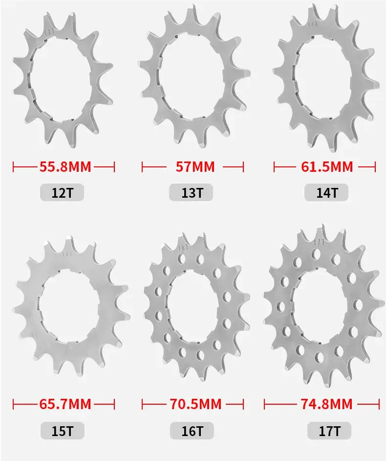 Description Picture 3 of itemMUQZI Bike Cassette Cog Single Speed 12T 13T 14T 15T 16T 17T 18T Sprockets MTB Road Bicycle Flywheel Cog