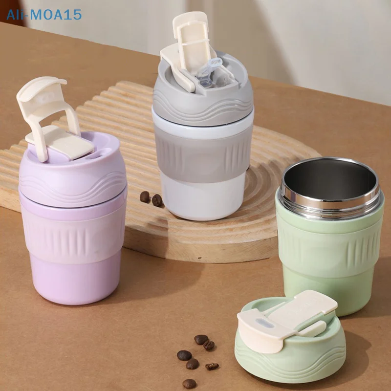 

350ml Water Bottle Stainless Steel Thermos Cup Portable Thermos Bottle With Straw Thermal Mug Coffee Cup Drinkware