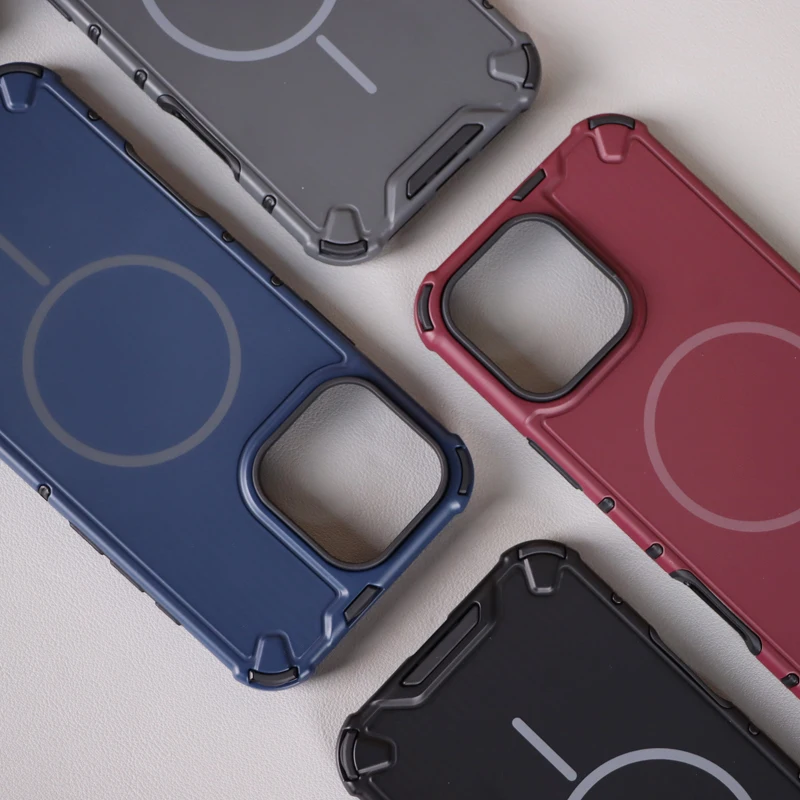 ELVEV Magnetic Anti-Drop Corrugated Texture Phone Case with Soft TPU Lens Protection