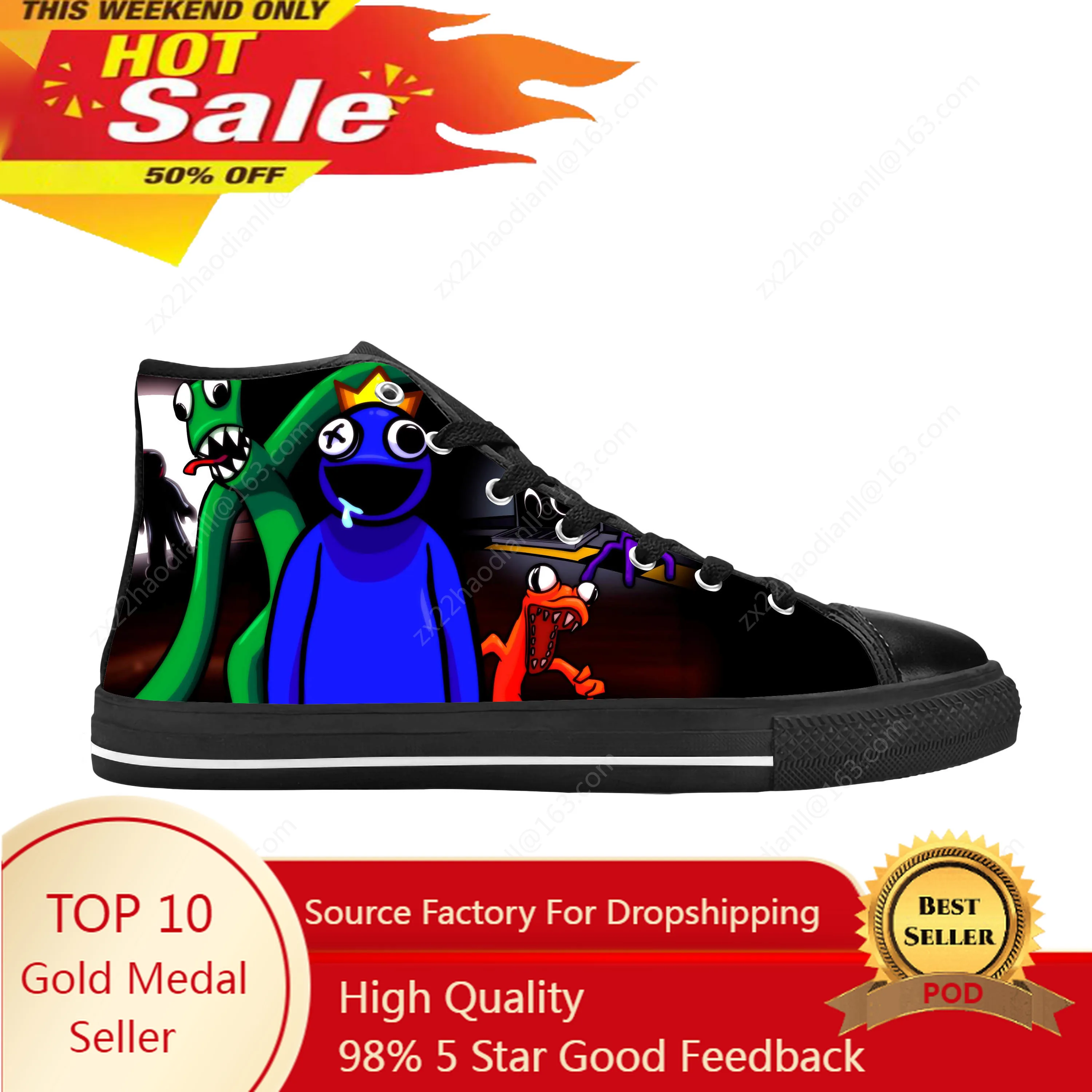 

Hot Friend Anime Cartoon Game Manga Comic Rainbow Casual Cloth Shoes High Top Comfortable Breathable 3D Print Men Women Sneakers