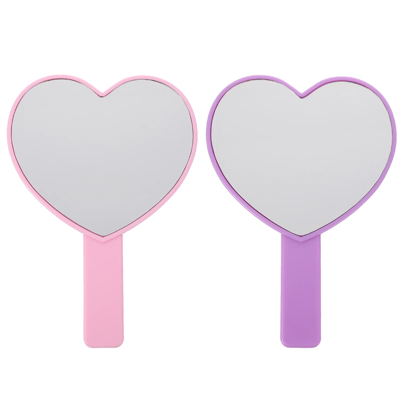 

2 Pcs Heart Handle Mirror Shaped Purse Portable Makeup Vanity Hanging with Abs Travel