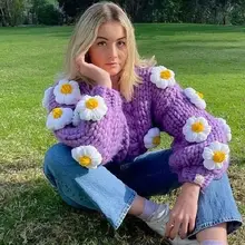  TEELYNN Oversize Knitted Cardigan Sweaters for Women Vintage Floral Autumn Winter Coat 2022 Boho Outwear Casual Jacket Jumper 