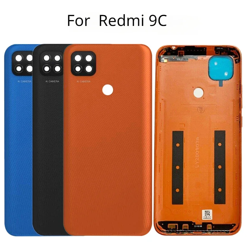 

Новая задняя крышка для Xiaomi Redmi 9C Крышка батарейного отсека задняя крышка корпуса с рамкой камеры объектив боковые ключи запасные части
