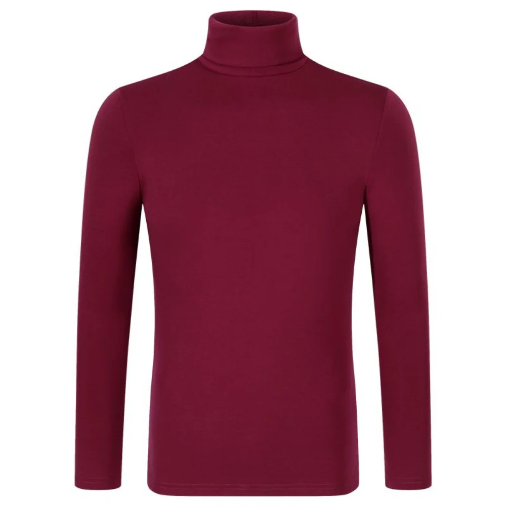 Men Long Sleeve T Shirt High Neck Smooth Turtleneck Undershirt