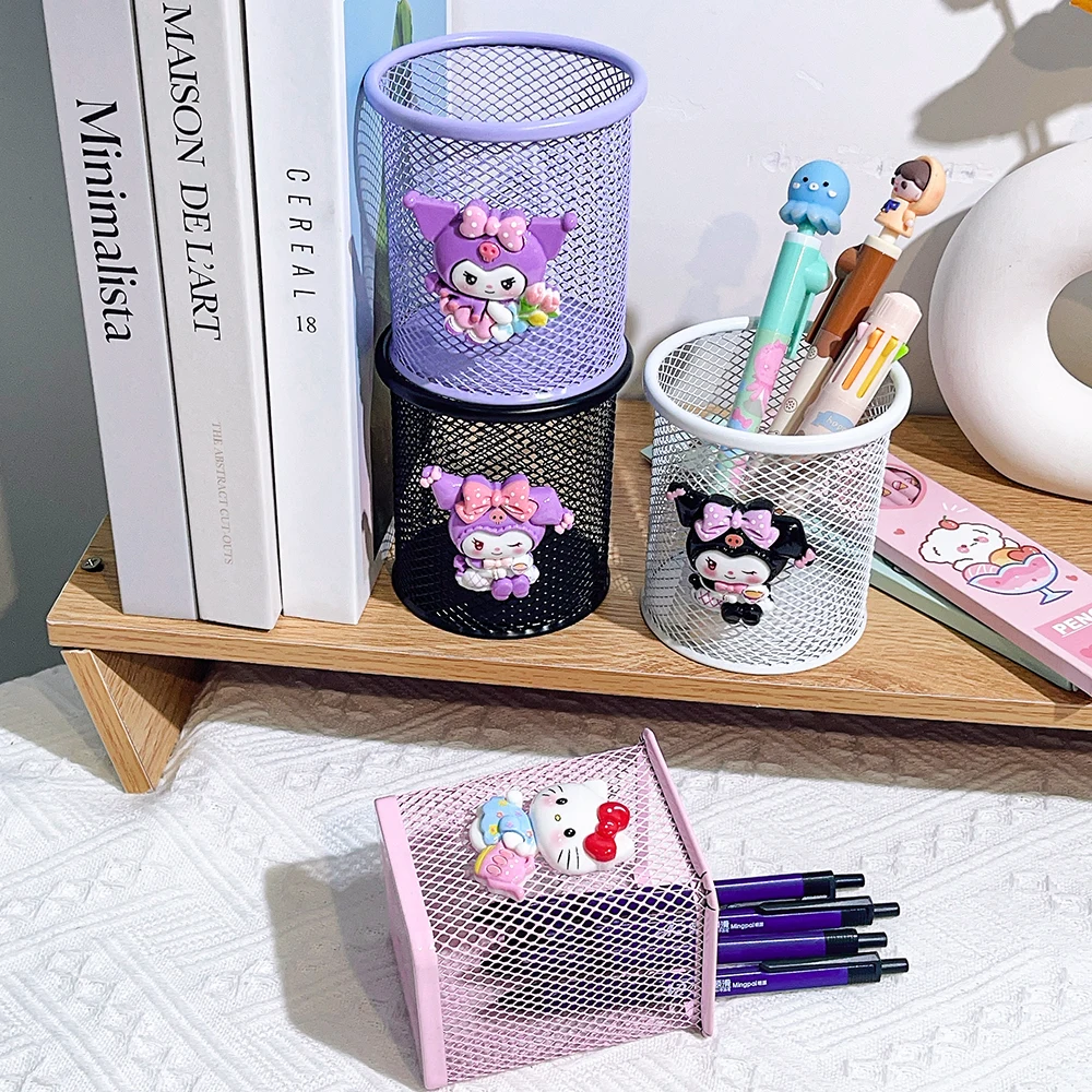 Sanrio HelloKitty Iron Mesh Notebook Cup, a cute desktop stationery pencil case for HelloKitty fans' offices and schools 4