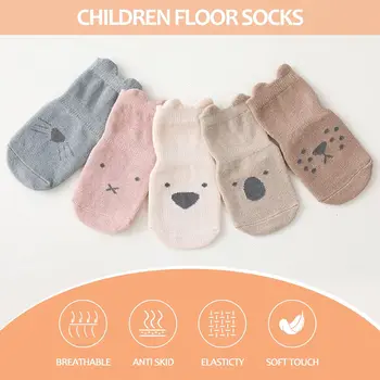 5 Pairs Toddler Non Slip Socks with Grips Baby Socks for Kids Girls Boys Leg Warmers 3