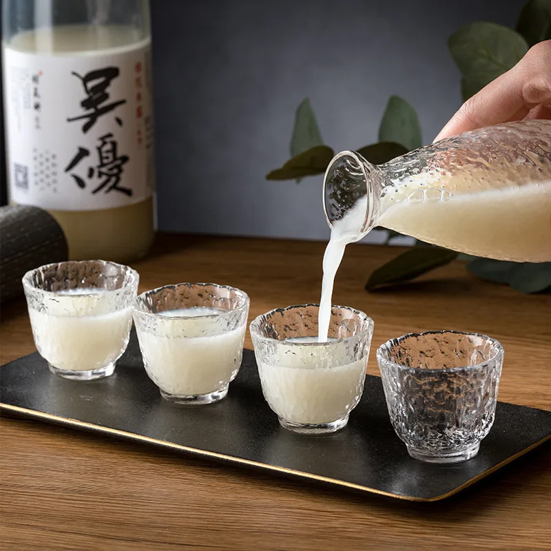 Japanese Sake Drinking Set Glass Cups and Carafe Modern Japanese Style Barware for Home Party - 4