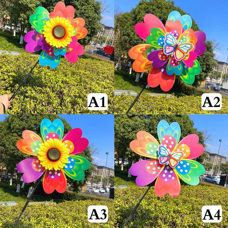Windmill Toys Garden Windmill Wind Spinner Bicycle Wind Spinners 1Pc Sunflower/Butterfly Windmill Pinwheel Colorful Sequins Carry Camping Picnic Home Garden Decoration