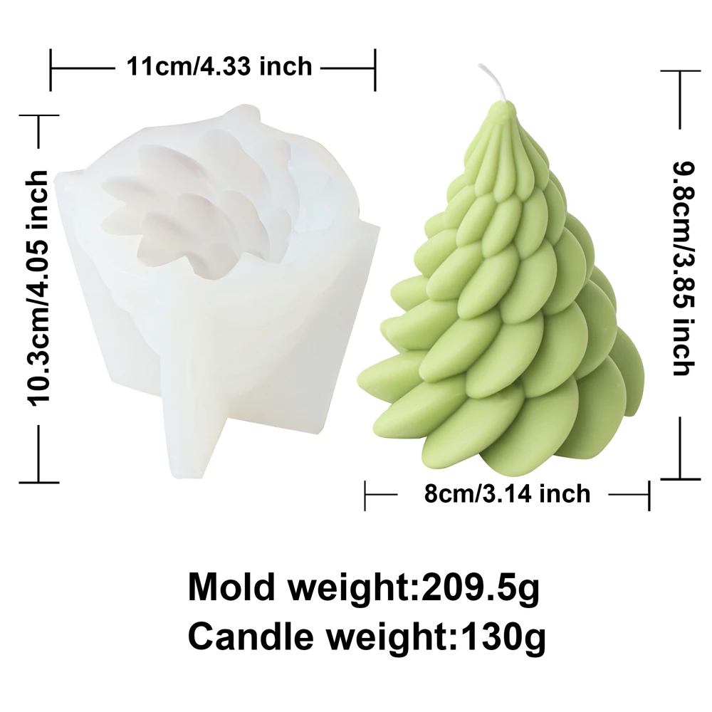 Silicone Pine Tree Mold for DIY 3D Christmas Candle Crafting