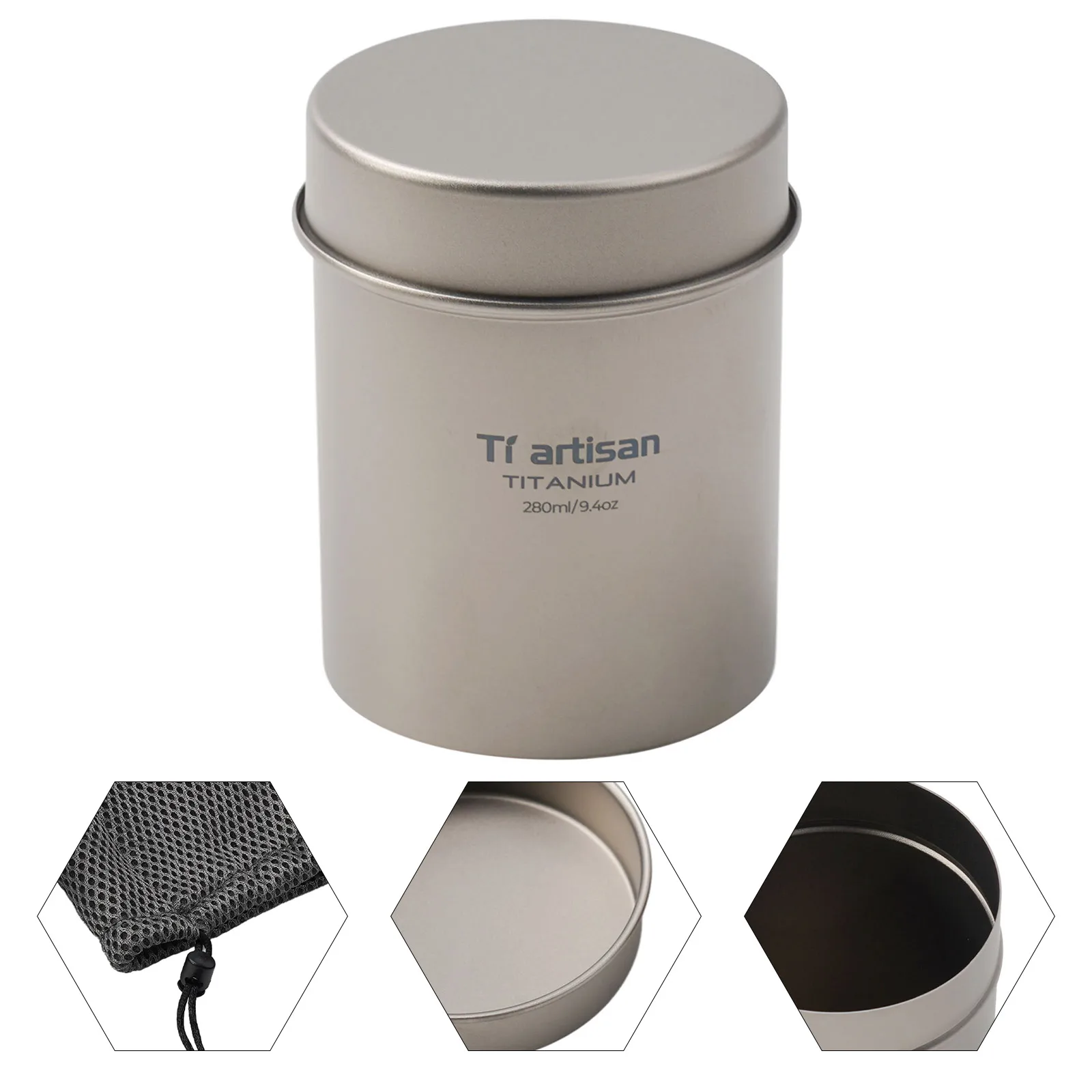 

Новый высококачественный жестяной контейнер для чая, столовая посуда на открытом воздухе, титановый контейнер для хранения еды 280 мл, портативный универсальный размер