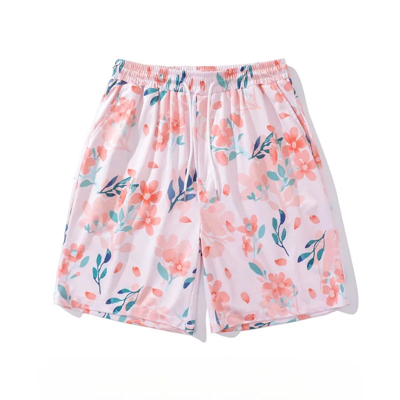 

Шорты пляжные до колен, Повседневная пляжная одежда в гавайском стиле для отпуска, уличная одежда с цветочным принтом для пар, Короткие штаны для скейтборда, лето