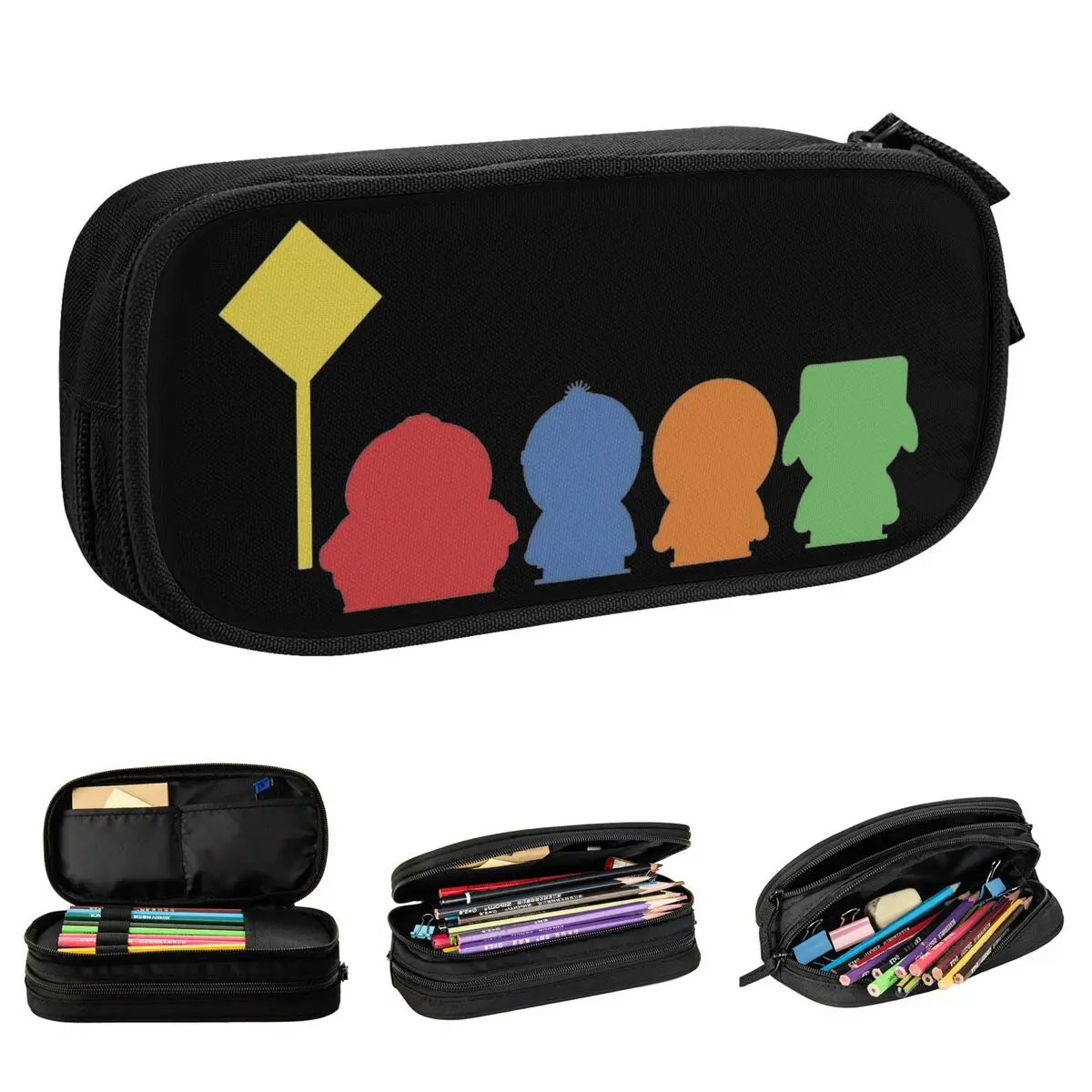 Bus Stop Southpark Cartoon Pencil Cases Fun Stan Cartman Kenny Pen Holder Bag Kids Big Capacity Students School Pencil Pouch