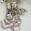 Newborn Mobile Gym Educational Ring Teething Toy Baby Cotton Baby Wooden Ring Rattle Crochet Wool Toy Customize Pacifier Chain 1