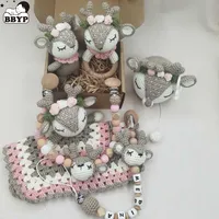 Newborn Mobile Gym Educational Ring Teething Toy Baby Cotton Baby Wooden Ring Rattle Crochet Wool Toy Customize Pacifier Chain 1