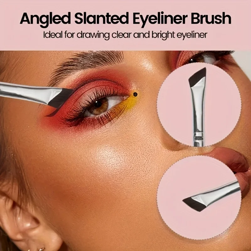 2pcs ultra-thin diagonal eyeliner brush set - fine diagonal eyeliner eyebrow brush, sickle ultra-thin diagonal flat angle, 6