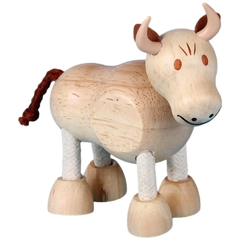 

Bendable Animals Toys Wood Early Education Learning Toys Fun Preschool Toys Bull Cow Brown Bear Animal Figurine Decor