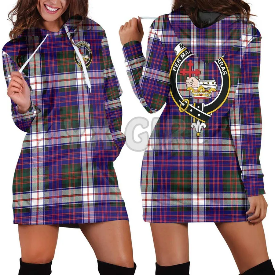 MacDonald Dress Modern Clan Tartan 3D Printed Hoodie Dress Novelty Hoodies Women Casual LongSleeve Hooded Pullover Tracksuit