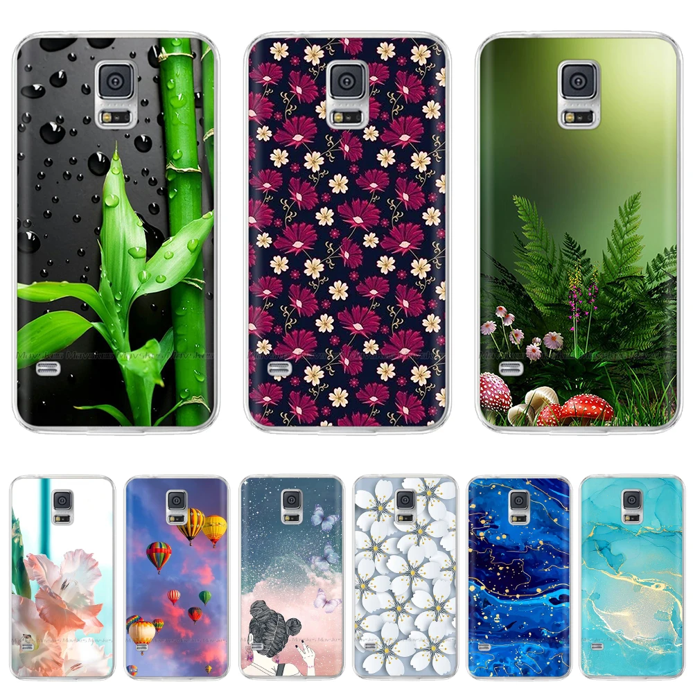 Per Samsung Galaxy S5 Custodia Cover Posteriore In Silicone Trasparente Fundas Per Samsung S5 Mini S 5 Flower Protective Coque Bumper