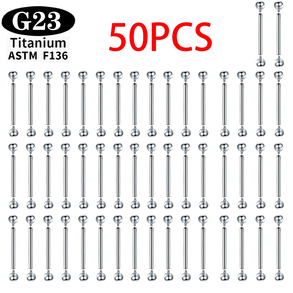 2/5/50PCS G23 ASTM F136 Titanium Internal thread Piercing Jewelry 14G 16G Long Industrial Barbell Ring Tongue Sexy Barbel
