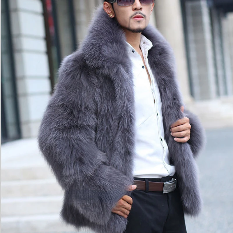 Men Faux Fur Coat Winter Thick Warm Long Sleeve Windbreaker Luxury Brand Men's Clothing Fur Coats