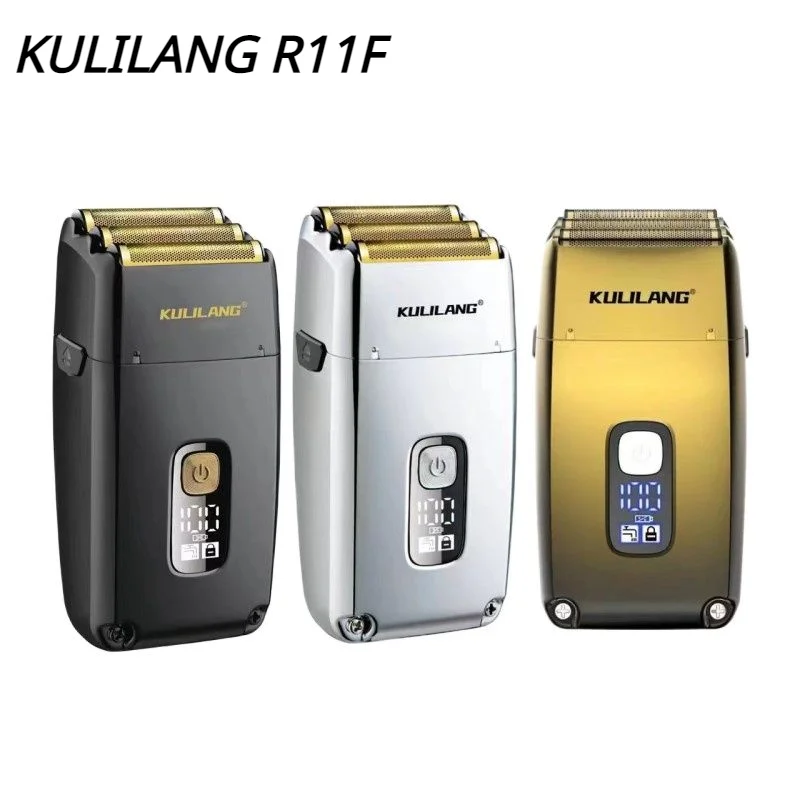 KULILANG R11(F) Barbeador elétrico profissional masculino com 3 lâminas recíprocas Máquina de corte de cabelo Whitener 0MM Cortador de barba para homens Máquina de corte de cabelo