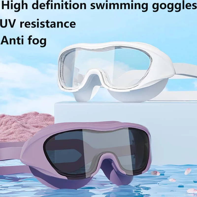남녀공용 빅 프레임 방수 수영 고글, HD 뷰, 김서림 방지, 성인용 수영 고글..