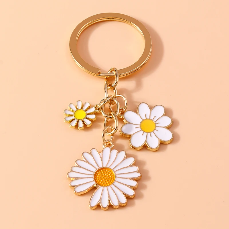 2 Portachiavi A Forma Di Margherita In Argento – Accessori Floreali Per Borsa E Chiavi