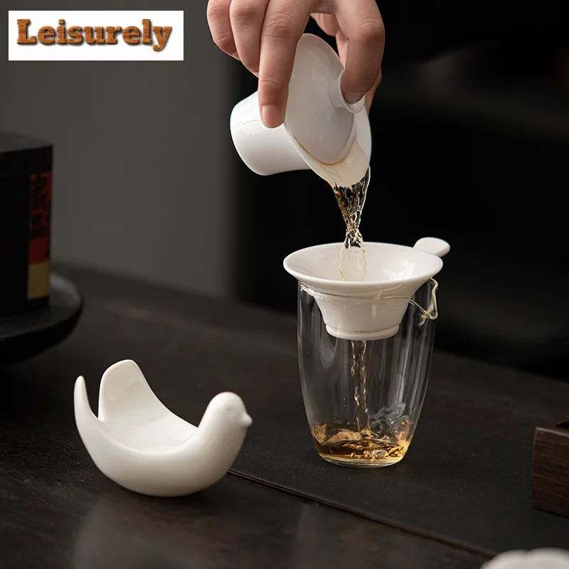 Dehua Sheep Fat Jade White Porcelain Tea Infusor Zen Penguin Tea Strainer Tea Maker Tea Filter Tea Services Supplies Decoration