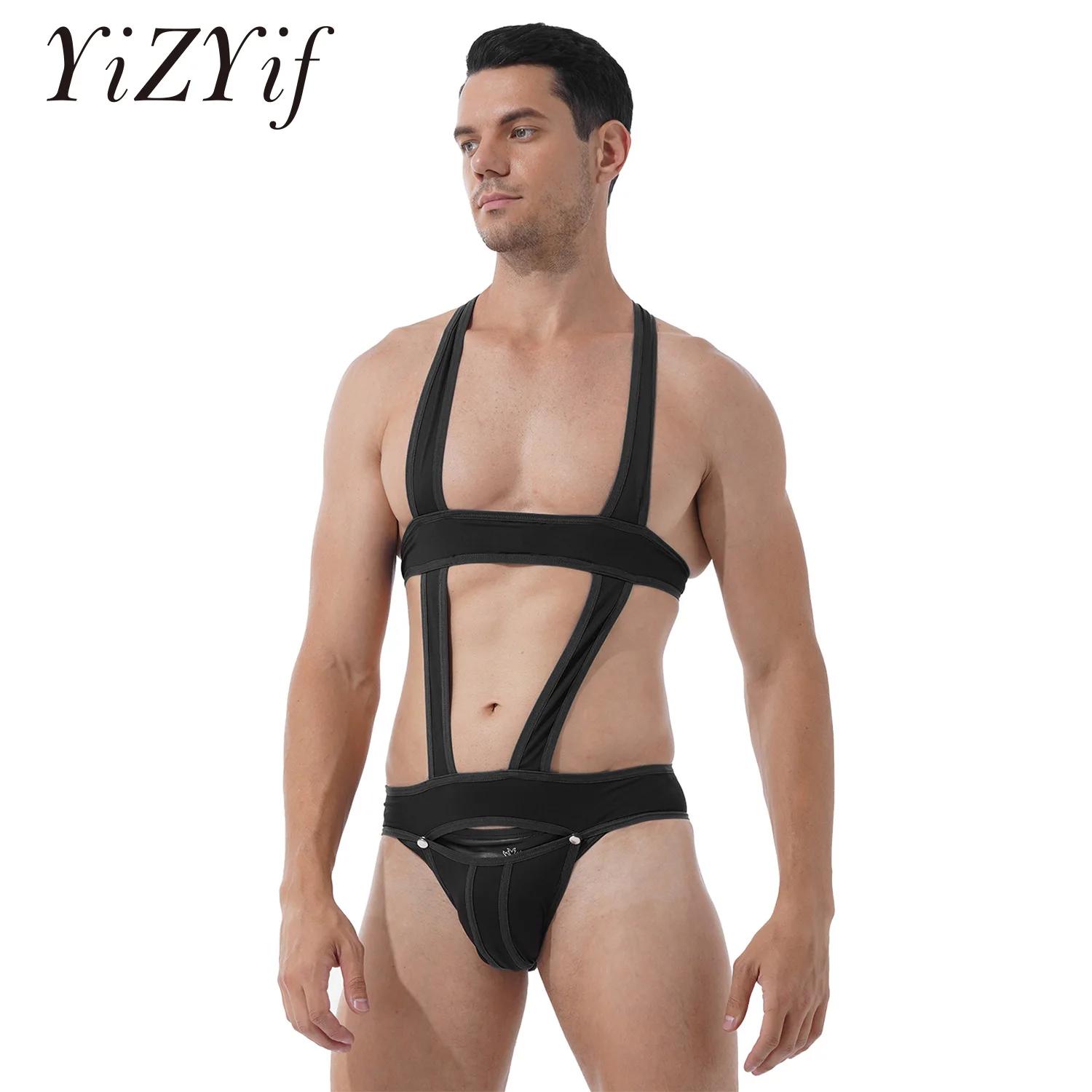 

Mens Sexy Hollow Out Bodysuit Bulge Pouch Jockstrap Bodywear One-piece Wrestling Singlet Leotard Jumpsuits Gay Sexy Underwear