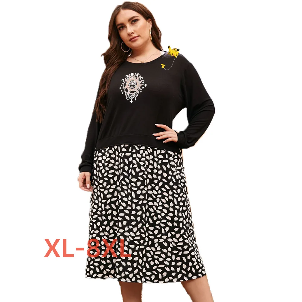 

Женское зимнее платье с принтом и подвеской, размеры 4xl, 5xl, 6xl, 7xl, 8xl