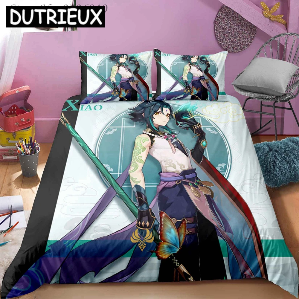 

Anime Genshin Impact 3D Printed Bedding Set King Duvet Cover Pillow Case Comforter Cover Bedclothes Bed Linens 01