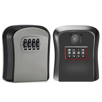 Wall Mount Key Lock Box 4 Digit Password Code Security Lock No Key for Home Office Key Safe Secret Storage Box Organizer 1