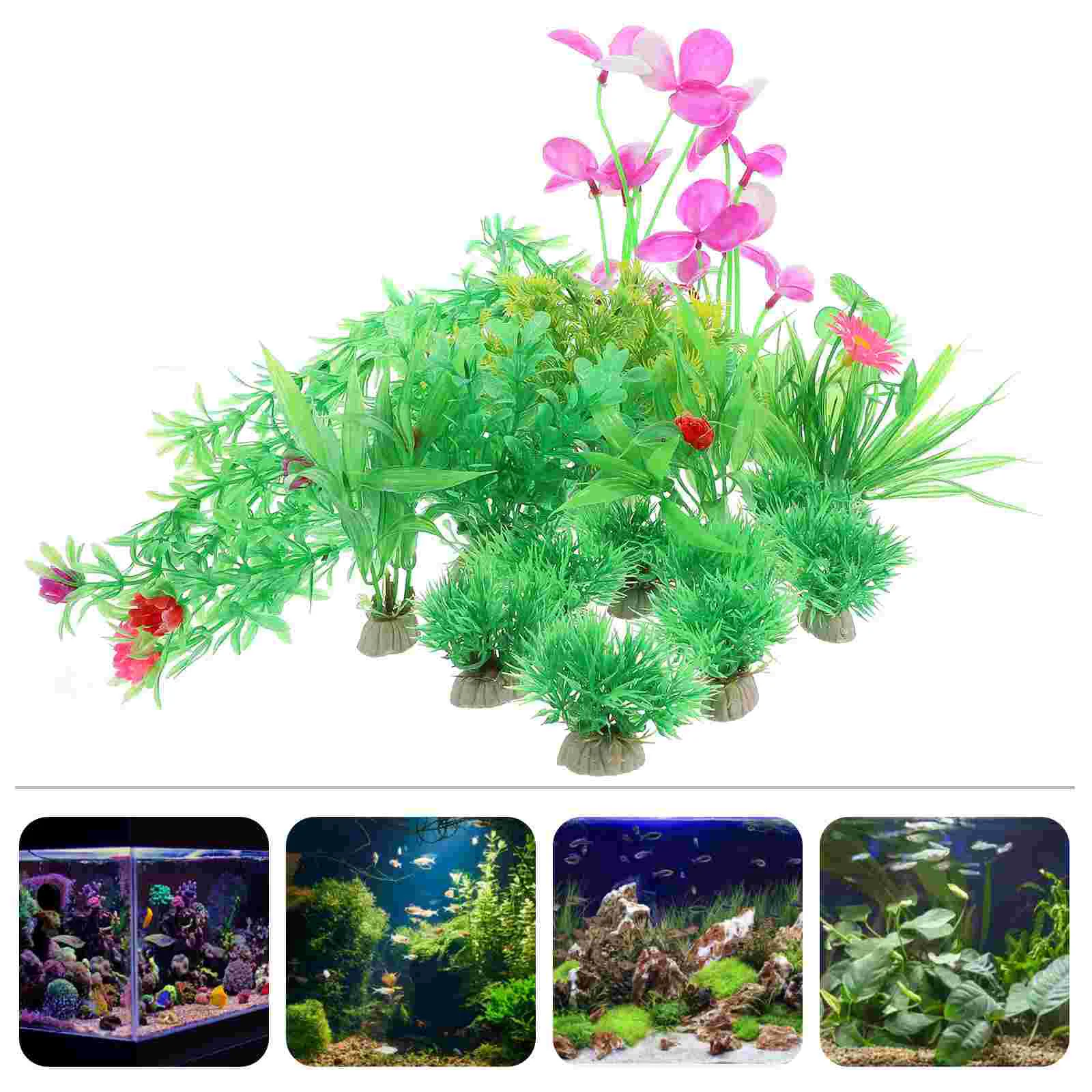 

15 Pcs Aquarium Aquatic Plants Decoration Fish Tank Accessories For Decorative Decorations Pvc Plastic Water