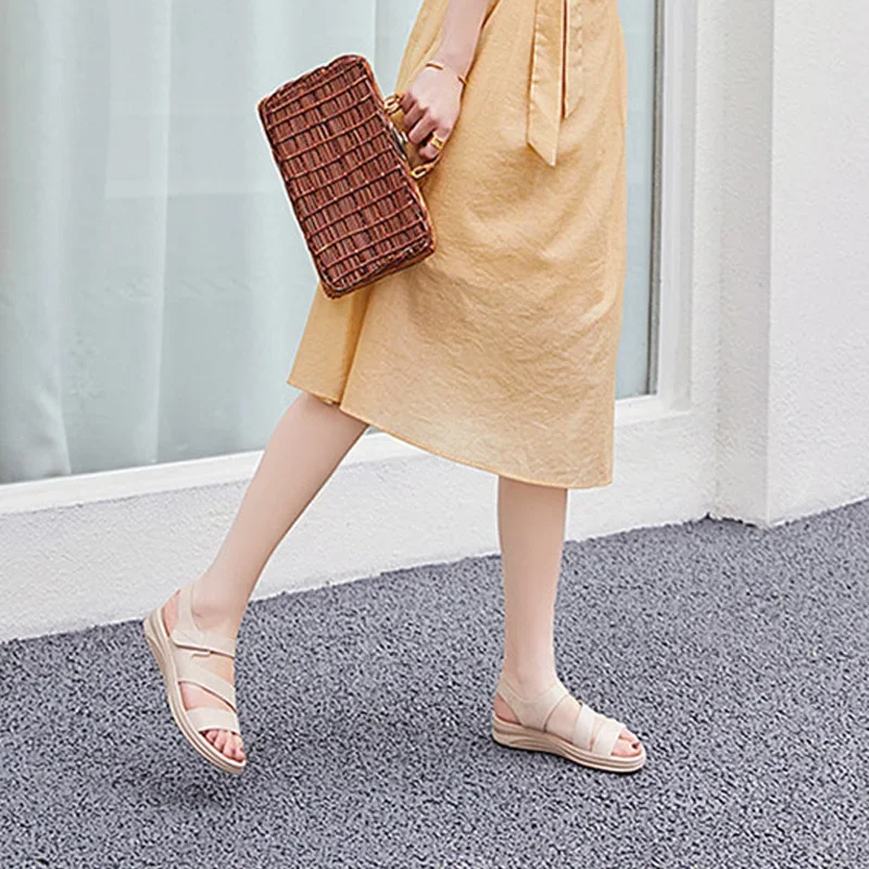 Women Sandals BEYARNE summer shoes women retro women beach sandals round head slope comfortable light sandals casual shoes