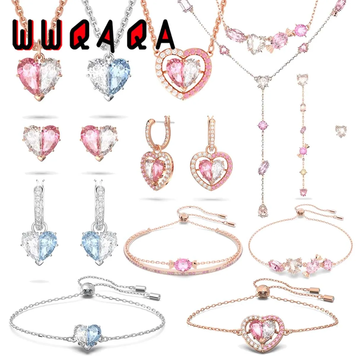 

GEMA Fashion Original Women's Fine Jewelry Set Luxury Zircon Crystal Charming 520 Candy Necklace Earrings Bracelet Romantic Gift