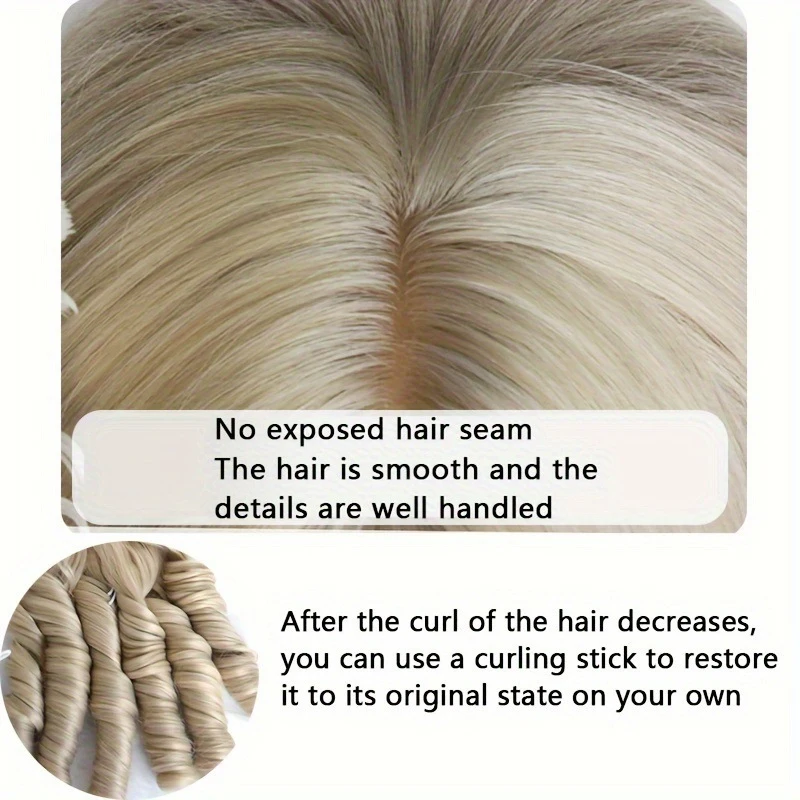 LUPU Roman Curl Wig Champagne Gold Lolita Sweet Girl Double Ponytail Cosplay Natural Simulation Full Wig Hairpiece