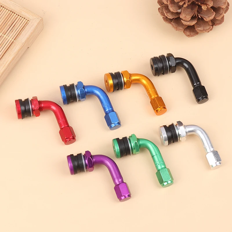Tire Valve Caps Tire Valve Cap 2Pcs 90 Degree CNC Aluminum Alloy Universal Tubeless Valve Stems Caps Motorcycle Wheel Tire Valves Stem Cap Air Cover