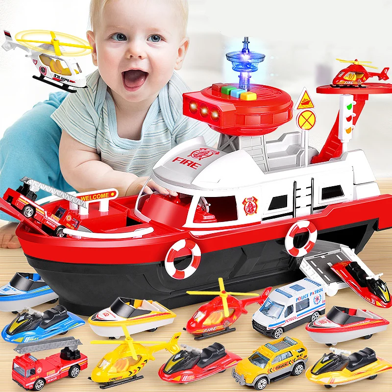 

Kids Toys Simulation Track Inertia Boat Diecasts & Toy Vehicles Music Story Light Toy Ship Model Toy Car Parking Boys Toys