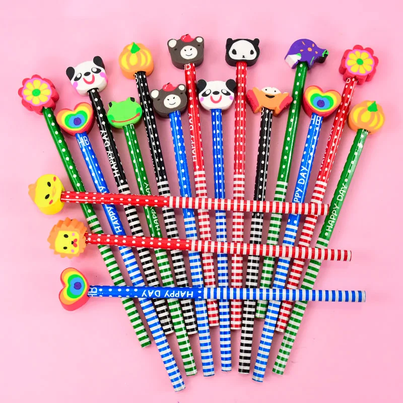 5-40Pcs 19CM Cartoon Tier Bleistift Mit Radiergummi Holz Mine HB Zeichnung Bleistifte Für Kinder Geburtstag Party geschenke Füllstoffe Schreibwaren – Detail 7