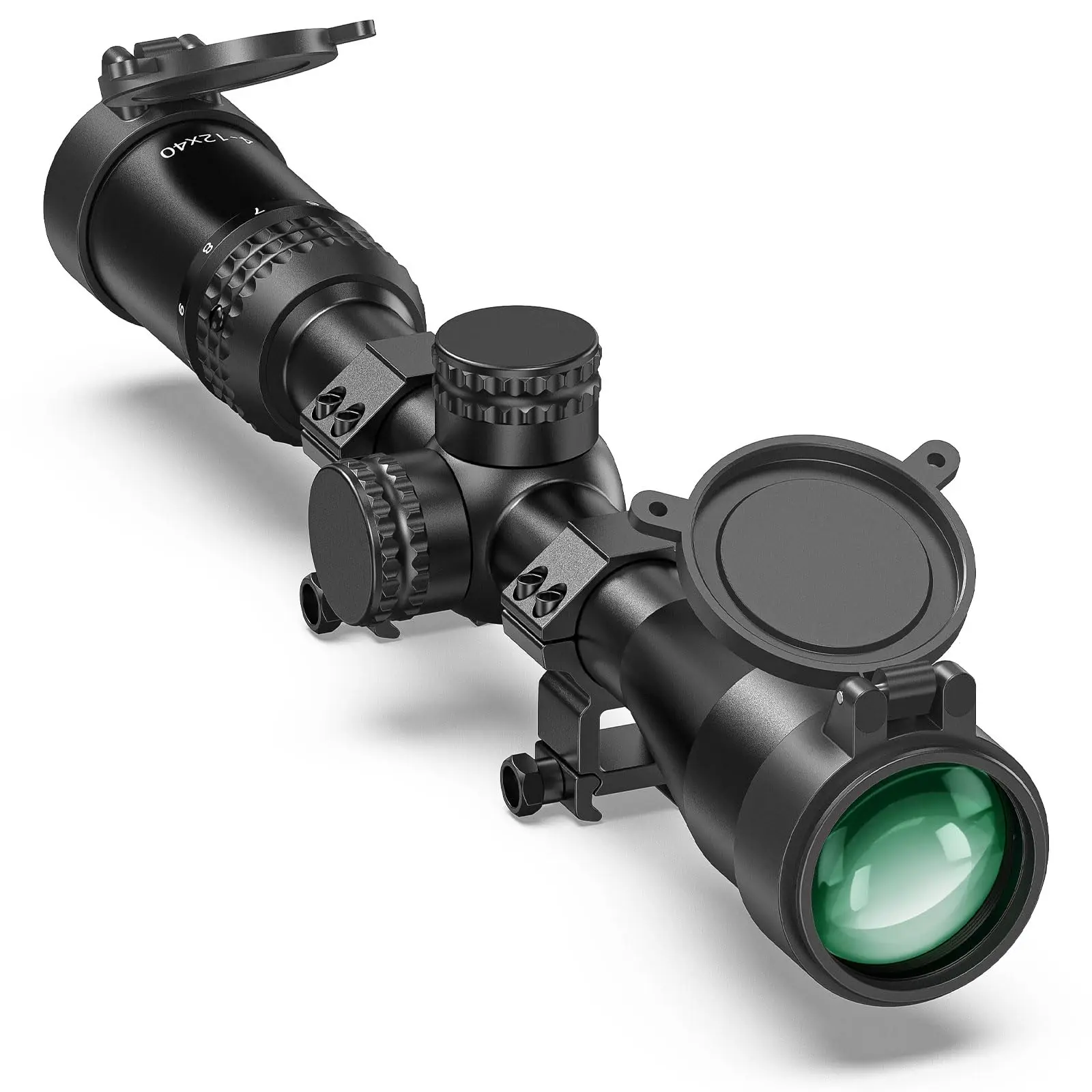 MIDTEN 4-12x40 JackalHowl F02 Rifle Scope 1-inch Tube SFP 20mm Rings Second Focal Plane Long Eye Relief 30 MOA