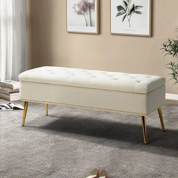 Velvet Storage Ottoman Bench 1