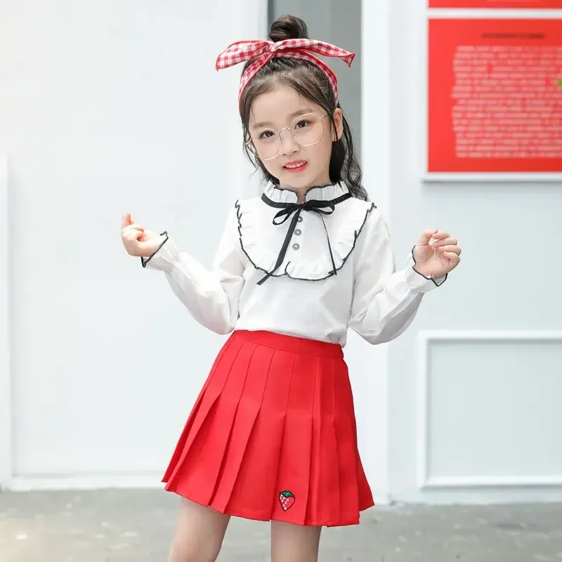 Girl Pleated Skirts School Children Clothing 2 4 6 8 10 12 13 14 Years Baby Girl Skirt with Shorts Pink Student Kids Tutu Skirt