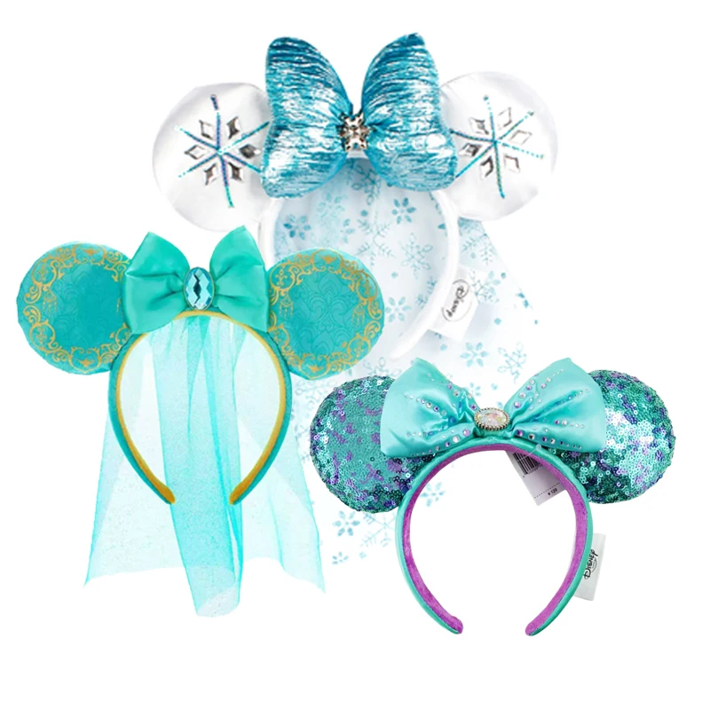 Frozen Elsa Mickey Mouse Ear Headband Princess Seris Wedding Bow Hair Hoops for Party Valentine Day Gift Holiday Hair Accessorie
